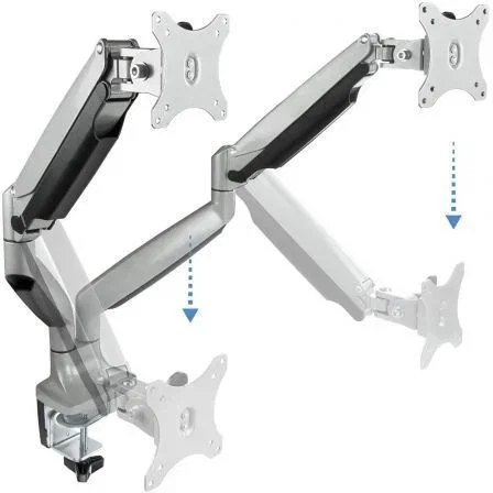 Tooq Soporte de Mesa para 2 Monitores 13''-32'' Plata con Pistón de Gas